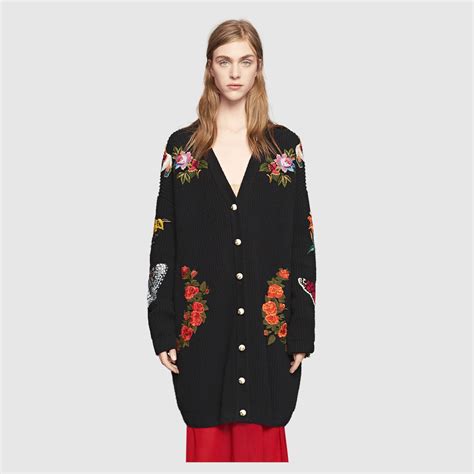 cardigan gucci colorato|Gucci embroidered oversized cardigan.